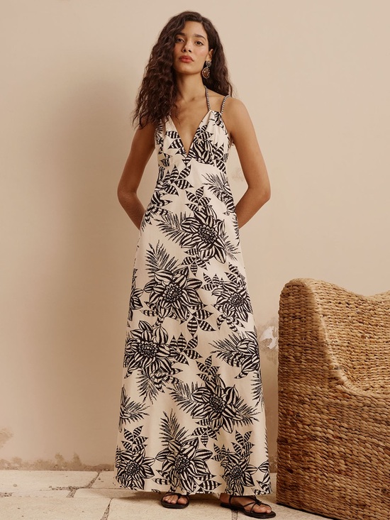 Cacay Dresses & Skirts - CaCay Carajas Printed Long Dress in Black Floral Print Maxi Dress size S NWT